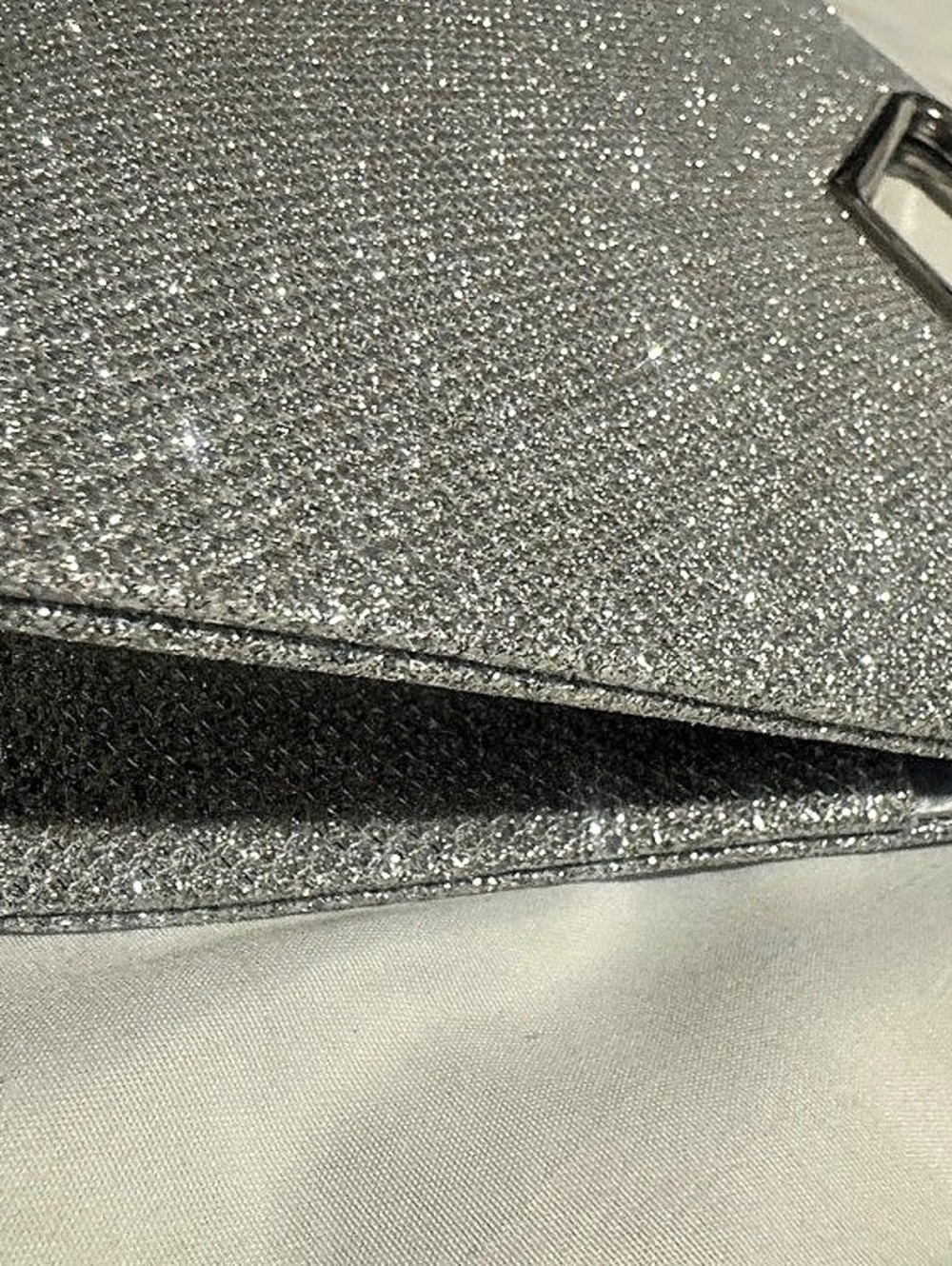 BLUSH EVENING Metal Mesh Clutch with Chain Silver Clutch NWT